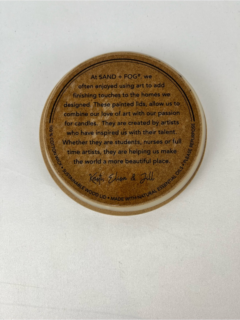 Sand + Fog Sand + Paws 2 Wick 12oz Candle Replacement Wood Lid “Just Breathe” - Picture 2 of 7